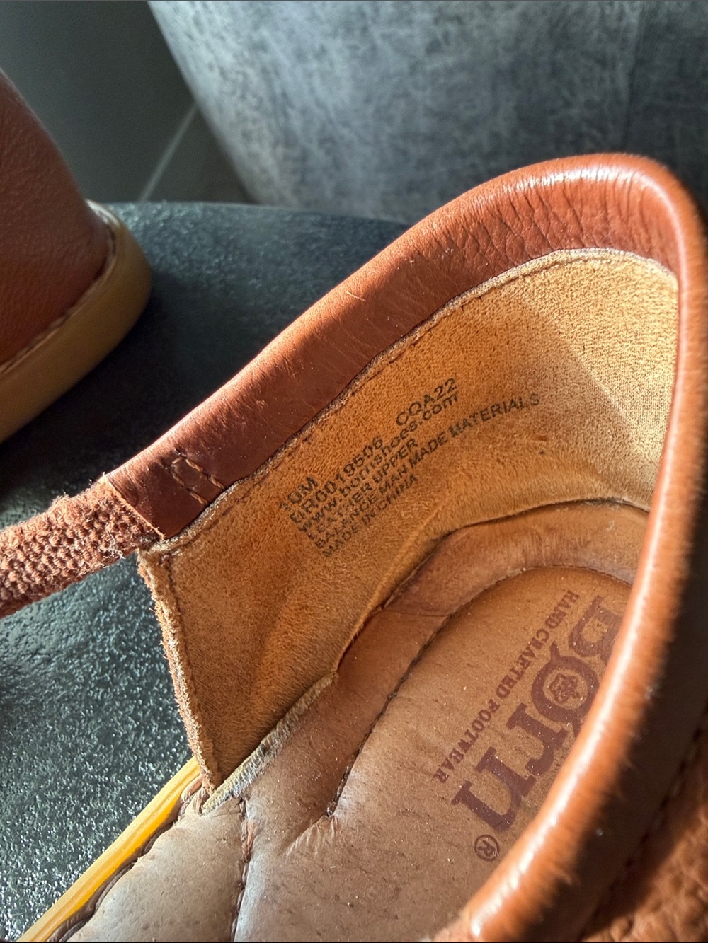 Born Cognac Leather Open-Side Slide Sandals - Picture 3 of 4